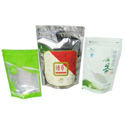 Customized logo aluminum foil tea bag packaging heat sealing stand up empty tea pouches with zip lock