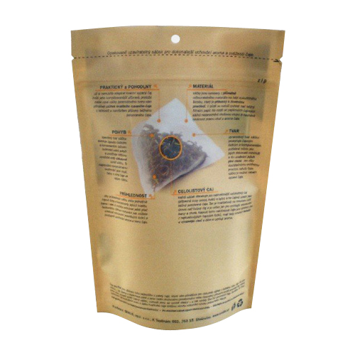 Printed recycle stand up kraft paper bag pyramid tea pouches