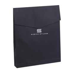 Black Paper Envelope Packaging Bag Customized Logo Square Bottom Pouch For Clothing