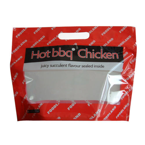 Hot Food Microwave Pouch BBQ Chicken Stand Up Bag With Clear Window