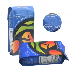 350g 12oz Glossy blue organic blend side gusset packaging bag for cafe beans