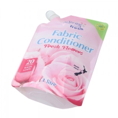 Flexible Doypack Fabric Conditioner Plastic Packaging Bag Standing Pouches With Cap Spout 1 liter