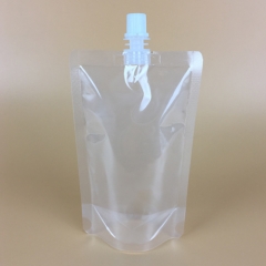 custom print stand up bag clear spout pouches for beverage liquid/wine