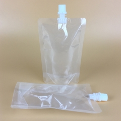 custom print stand up bag clear spout pouches for beverage liquid/wine