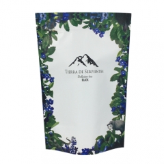 Custom printed matte white color doypack pouch zipper stand up pouch for black tea bag