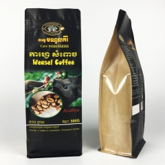 500 gram coffee bean paper pouch kraft paper square bottom coffee packaging bag with zipper top