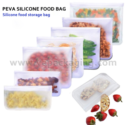 BPA free Leakproof Reusable Silicone Zipper Food Storage Bag Washable Silicone Fresh Bag