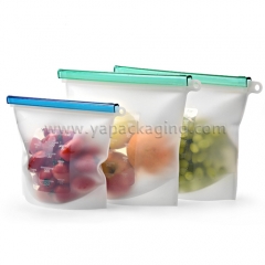 High Quality Custom Reusable Silicone Plastic Packaging Food Zip Silicon Freezer Fresh Vegetable Storage Bags