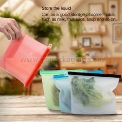 High Quality Custom Reusable Silicone Plastic Packaging Food Zip Silicon Freezer Fresh Vegetable Storage Bags